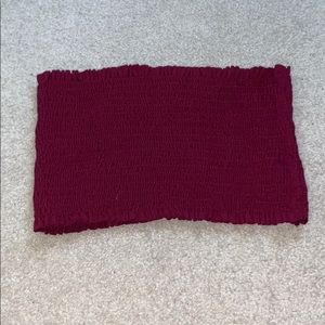 Maroon Frill Trim Crop Bandeau
